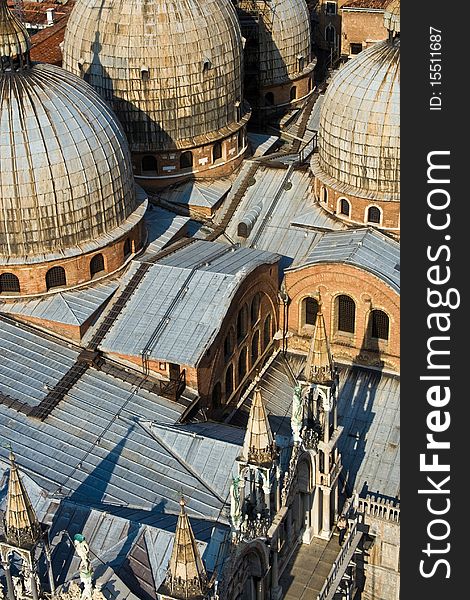 Overlooking the marcus church in venice from campanile de San Marco