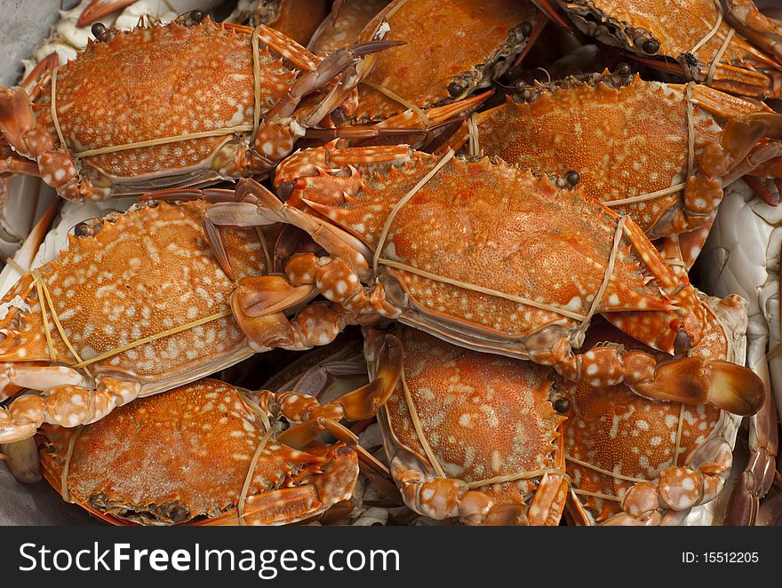 A plated of boiled crabs of the sea of East coast Thailand