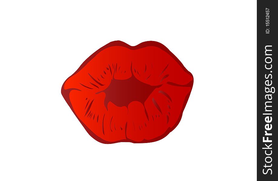 Vector illustration red female lips on a white background