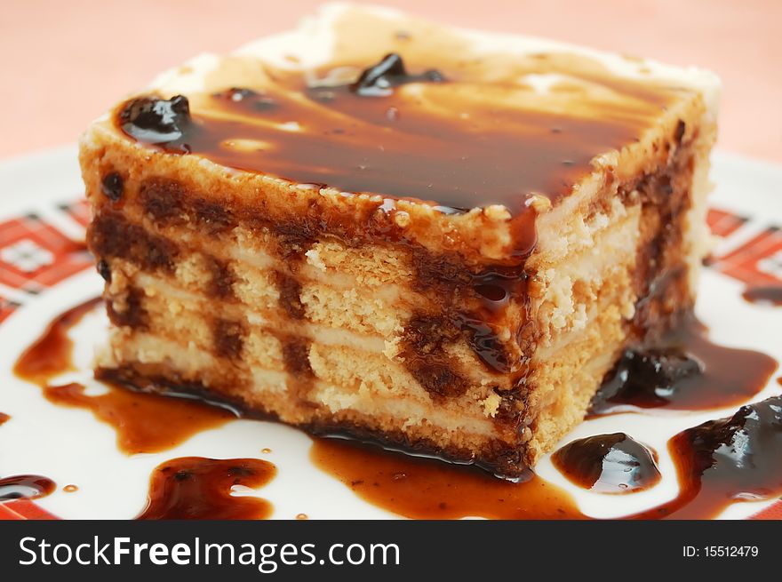 Cake With Chocolate Syrup