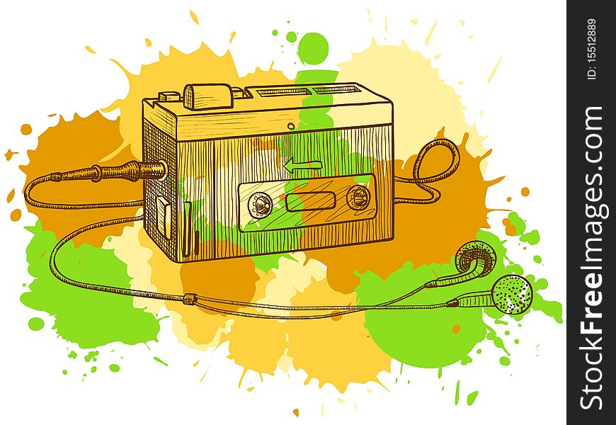 Retro audio cassette or tape recorder