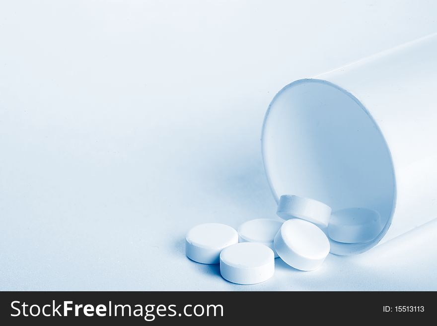 Closeup of a pack of pills, isolated on white