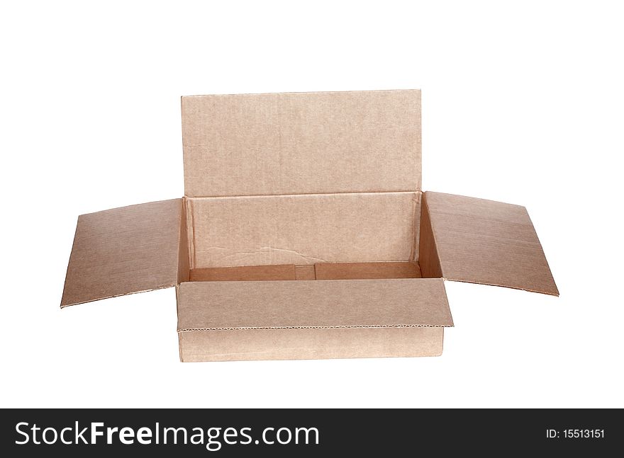 Open cardboard box isolated on white background with clipping path. Open cardboard box isolated on white background with clipping path