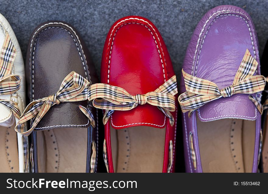 Shoes in a row on the market