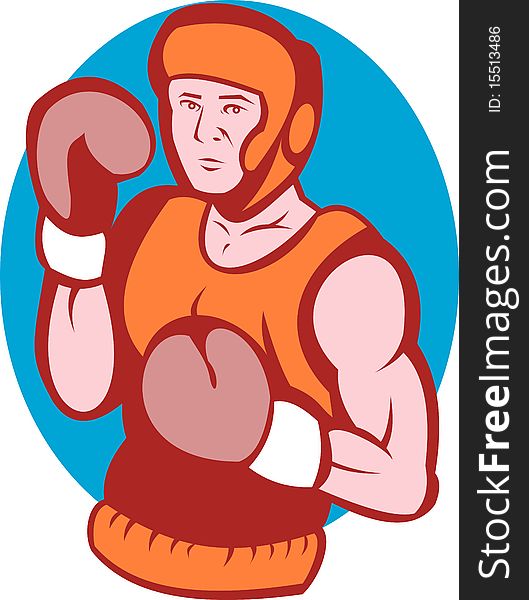 Illustration of an amateur boxer in fighting stance