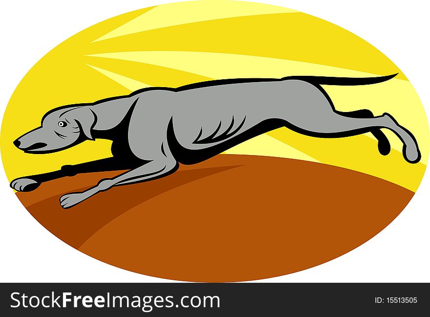 Illustration of a greyhound dog running. Illustration of a greyhound dog running