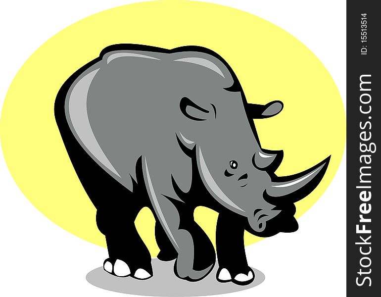 Illustration of a rhinoceros attacking