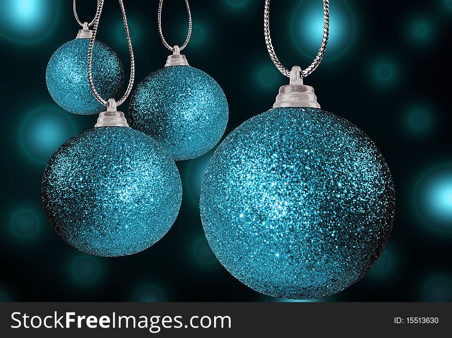 Blue Christmas Baubles On Strings