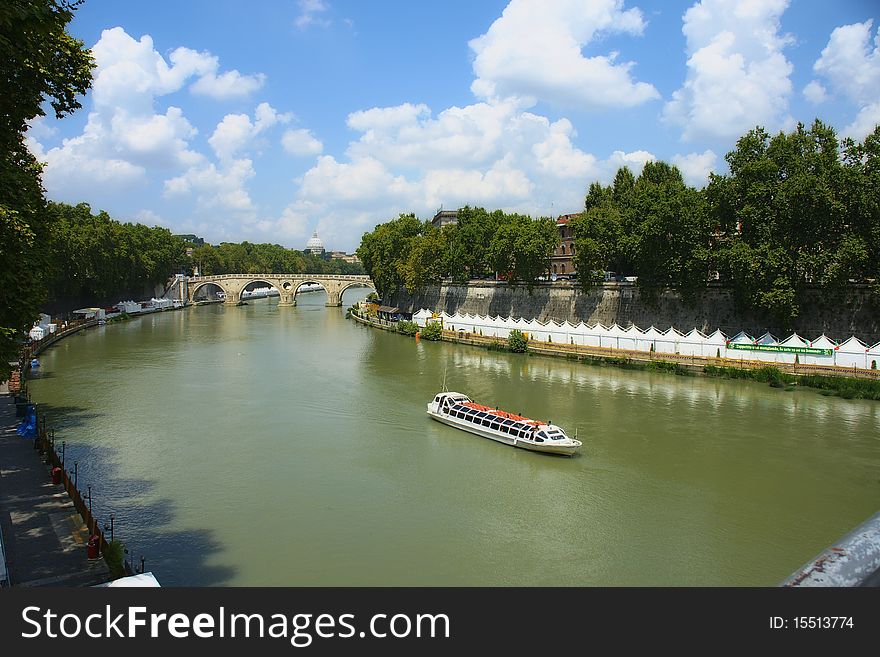 Tiber river in Rome - Italy. Photo taken July 2010