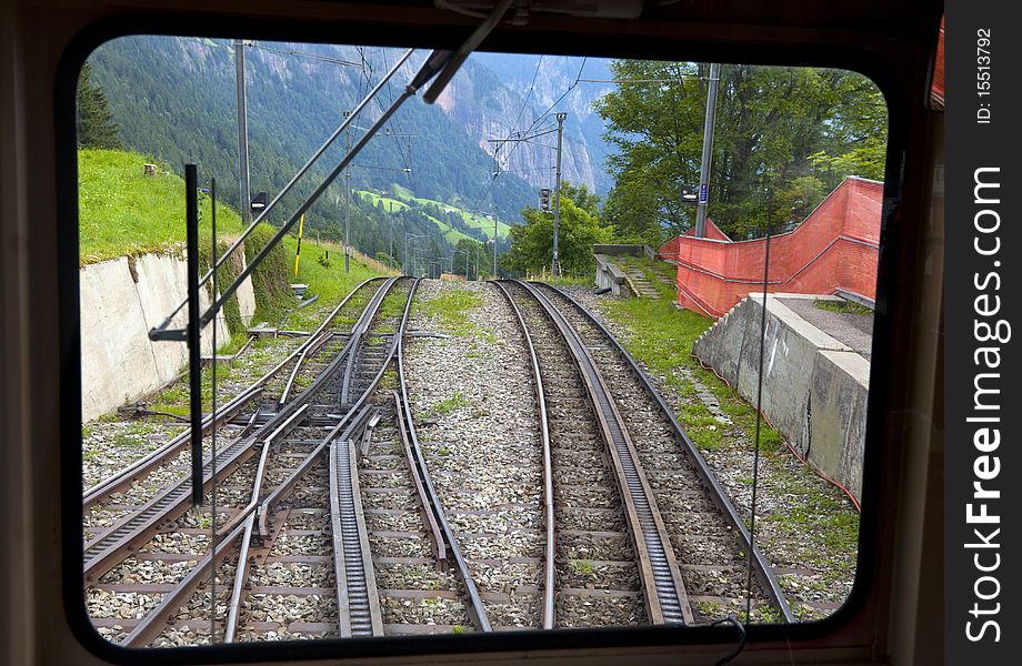 View from a train in the swiss alps