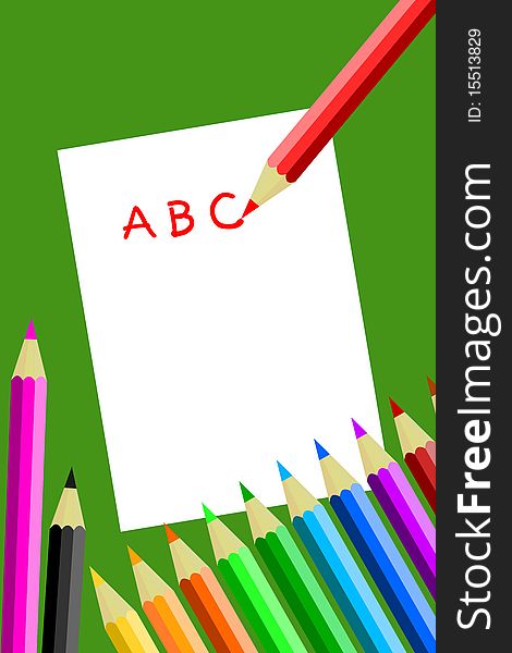 Colored Pencils Writing Abc