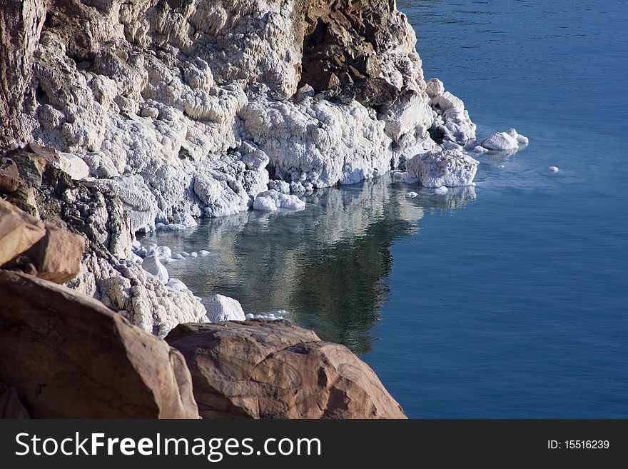 Salt on the coast of the Dead Sea,Jordan. Salt on the coast of the Dead Sea,Jordan.