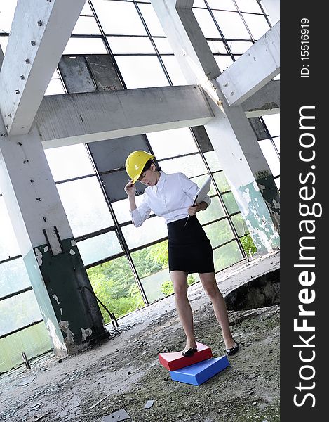 woman trying to work in dusty locations