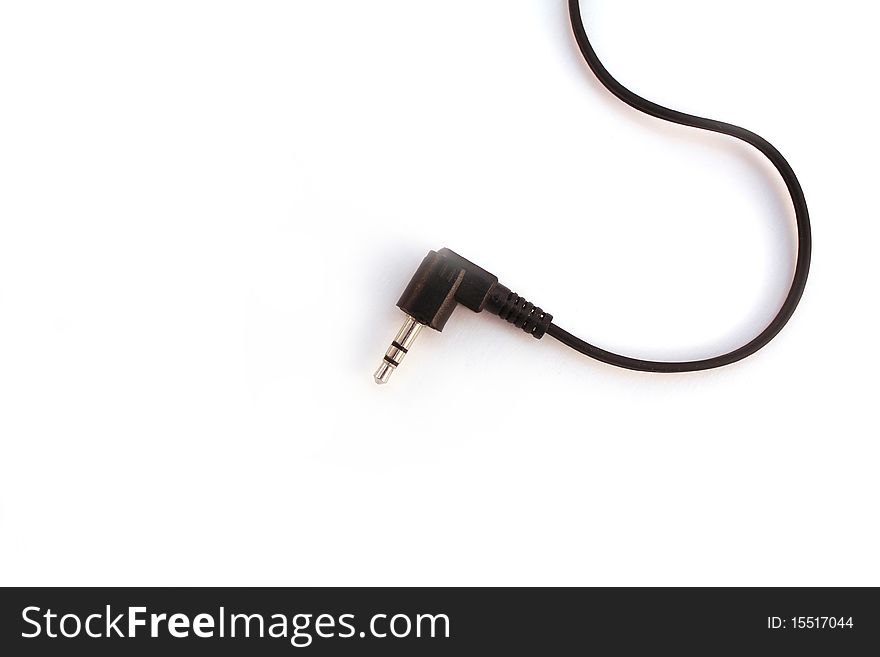 Black stereo mini jack isolated over white background