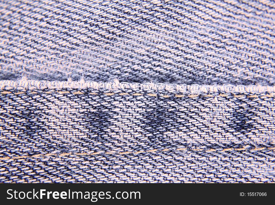 Close up of seam and stitching on denim. Close up of seam and stitching on denim