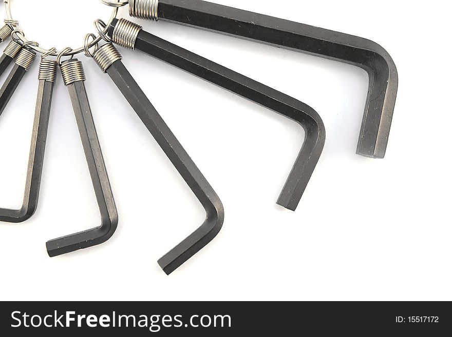 Set of allen wrenches isolated over white background. Set of allen wrenches isolated over white background