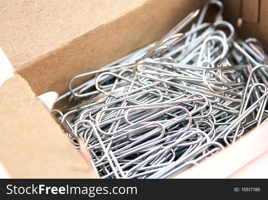 Macro photo of silver metal paper clips