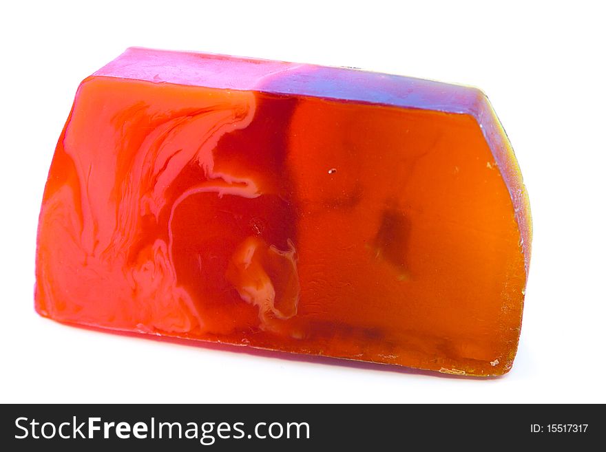 Fruity soap on white background