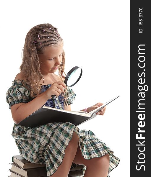 Little Girl Holding Magnifying Glass