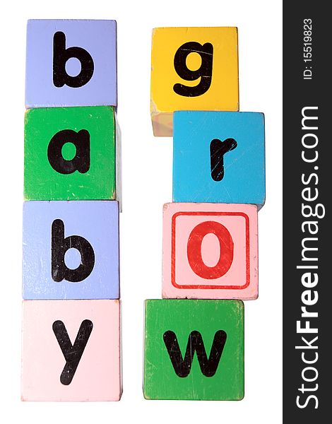 Baby grow block letters with clipping path