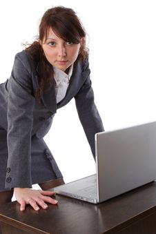 Young Businesswoman Working On Laptop Computer Stock Image