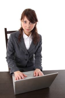 Young Woman Working On Laptop Stock Image Young Woman Working On Laptop Stock Image