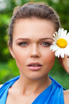 Beautiful Woman With Flower Stock Photography