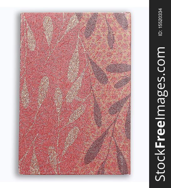 Notebook  closeup  red book on white background. Notebook  closeup  red book on white background