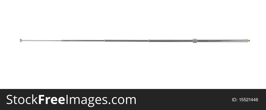 Simple old-time used telescoping antenna isolated over white with clipping path. Simple old-time used telescoping antenna isolated over white with clipping path
