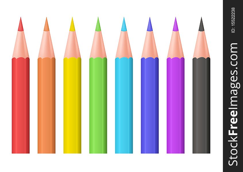 Color pencils. Illustration on white background.