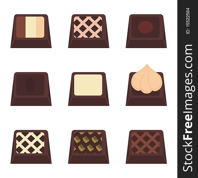 Chocolate Candies On White Background