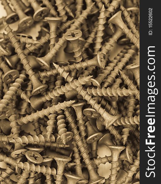 Wood Screws Pile Abstract Background. Wood Screws Pile Abstract Background