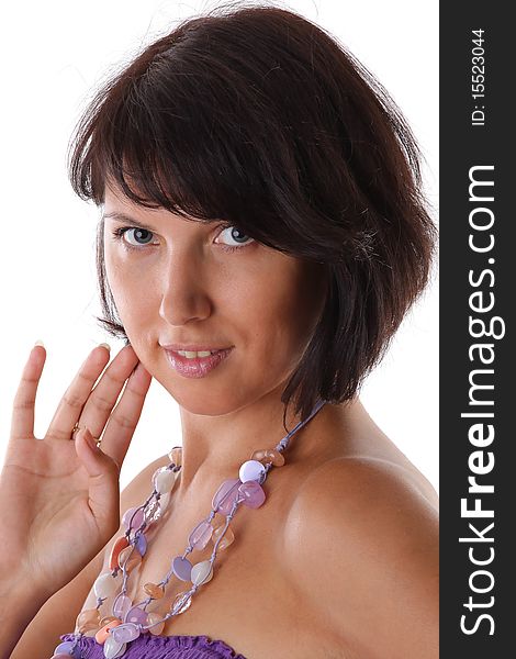 Close-up portrait of a beautiful brunette woman. Close-up portrait of a beautiful brunette woman