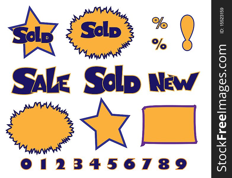 Three eye catching marketing label set with different shapes and numbers for creating your own.