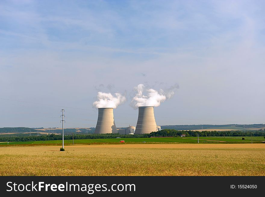 Coal-burning power plant. Atomic power station