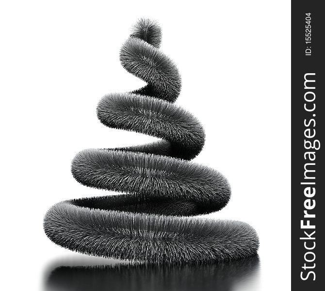 Spiral from fur. Stylized by Grey Christmas tree. Isolated. Spiral from fur. Stylized by Grey Christmas tree. Isolated