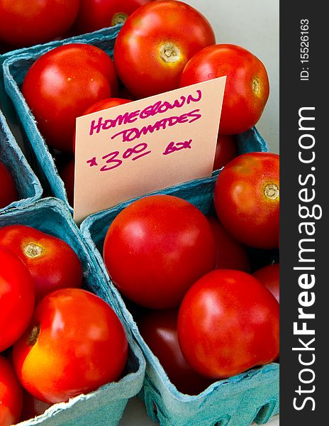 Homegrown Tomatoes for sale at a local farmer's market