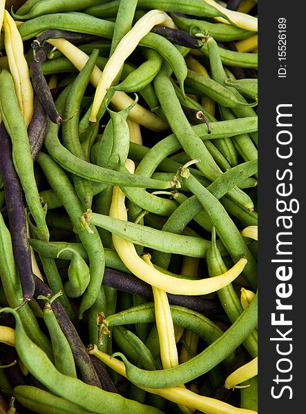 Tri Color Beans for sale at a farmer's market