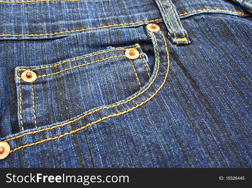 Clouse up Blue Jeans pocket