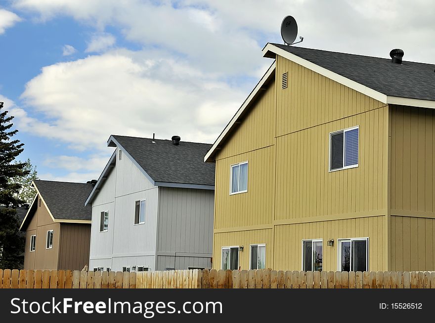 Row of houses with different colors. For building and architecture, urban and modern lifestyle concepts.