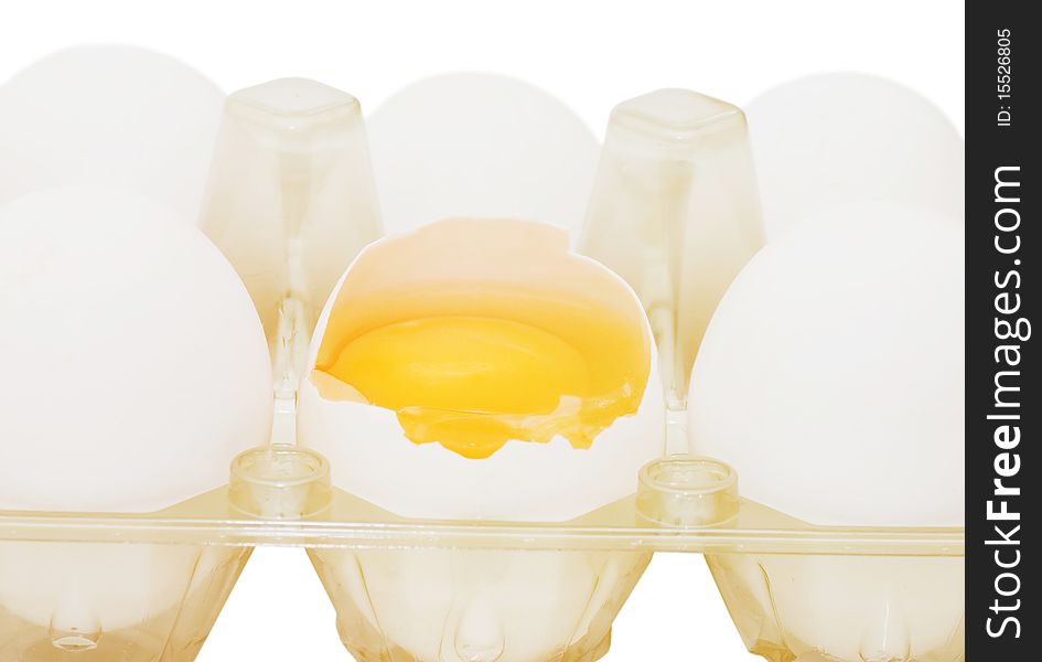 Eggbox isolated on white background close up