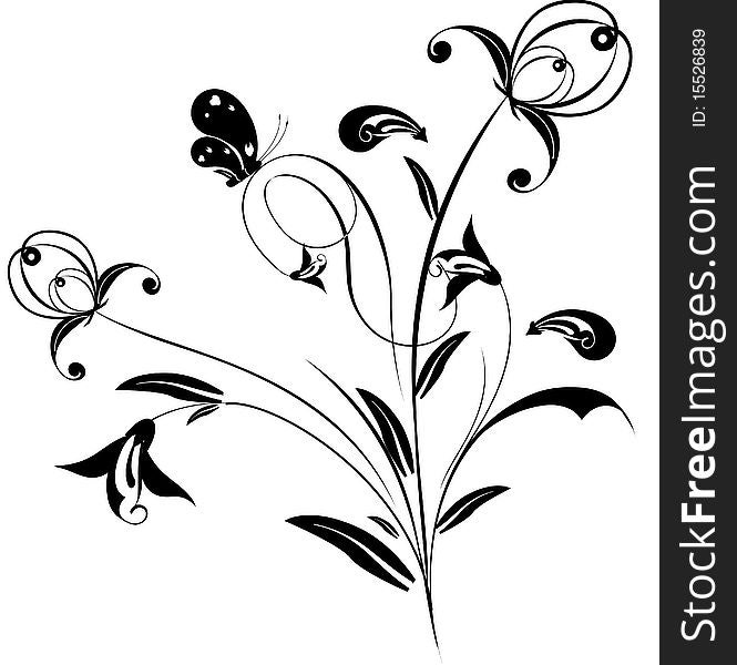 Abstract black floral design illustration. Abstract black floral design illustration