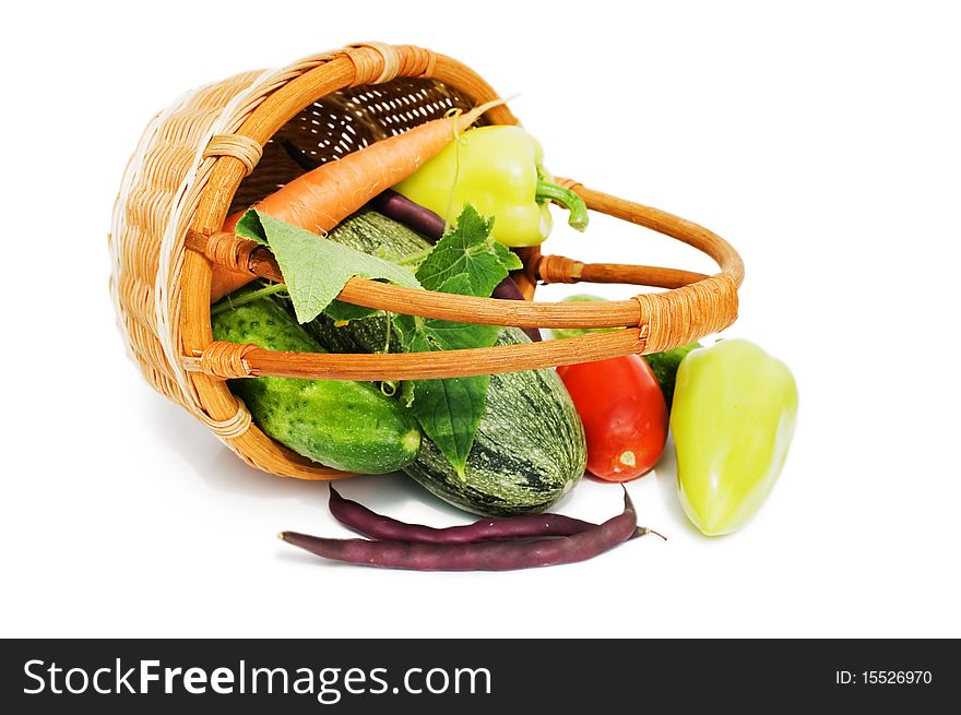 Wattled basket with vegetables