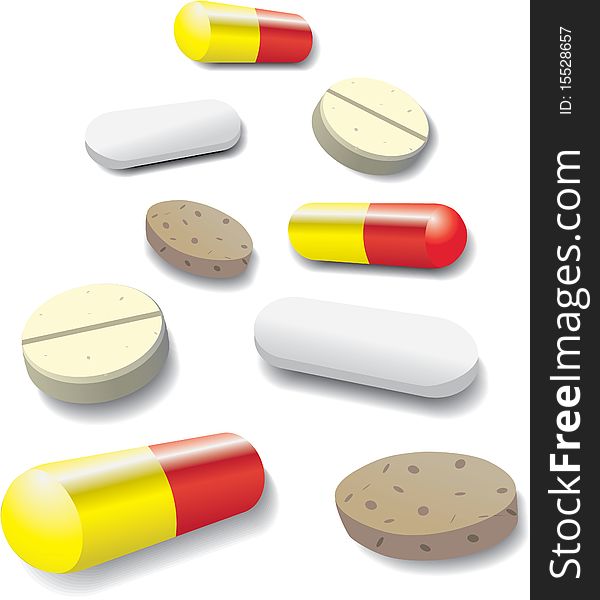 Some pills and tabets - illustration. Some pills and tabets - illustration