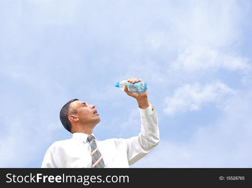Sweet restorative water slake thirst be tired businessman