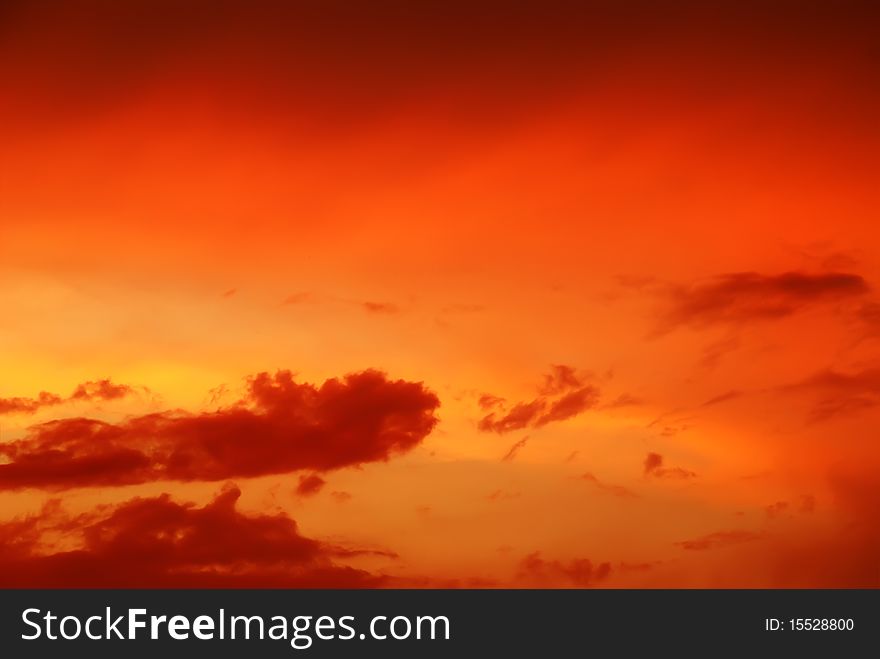 Clouds in the red sunset. Clouds in the red sunset