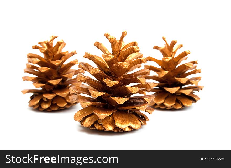 Gold cones on a white background