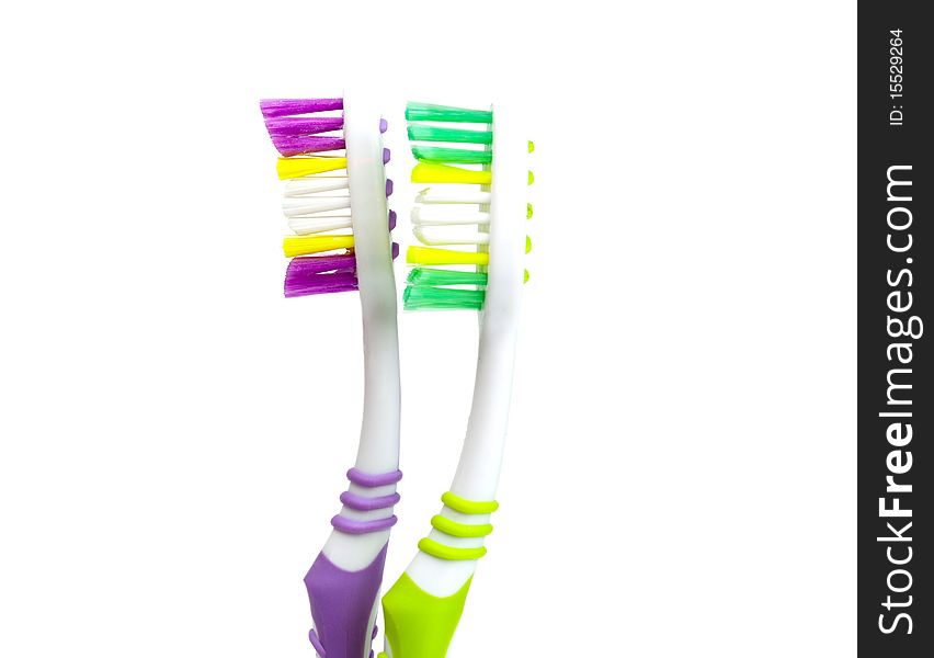 Toothbrushes on a white background