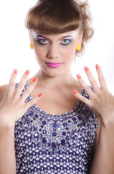 Beautiful Girl With Make-up And Manicure Royalty Free Stock Photo Beautiful Girl With Make-up And Manicure Royalty Free Stock Photo