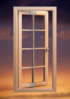 Modern Plastic Pvc Window Floating In Twilight Sky Royalty Free Stock Image Modern Plastic Pvc Window Floating In Twilight Sky Royalty Free Stock Image